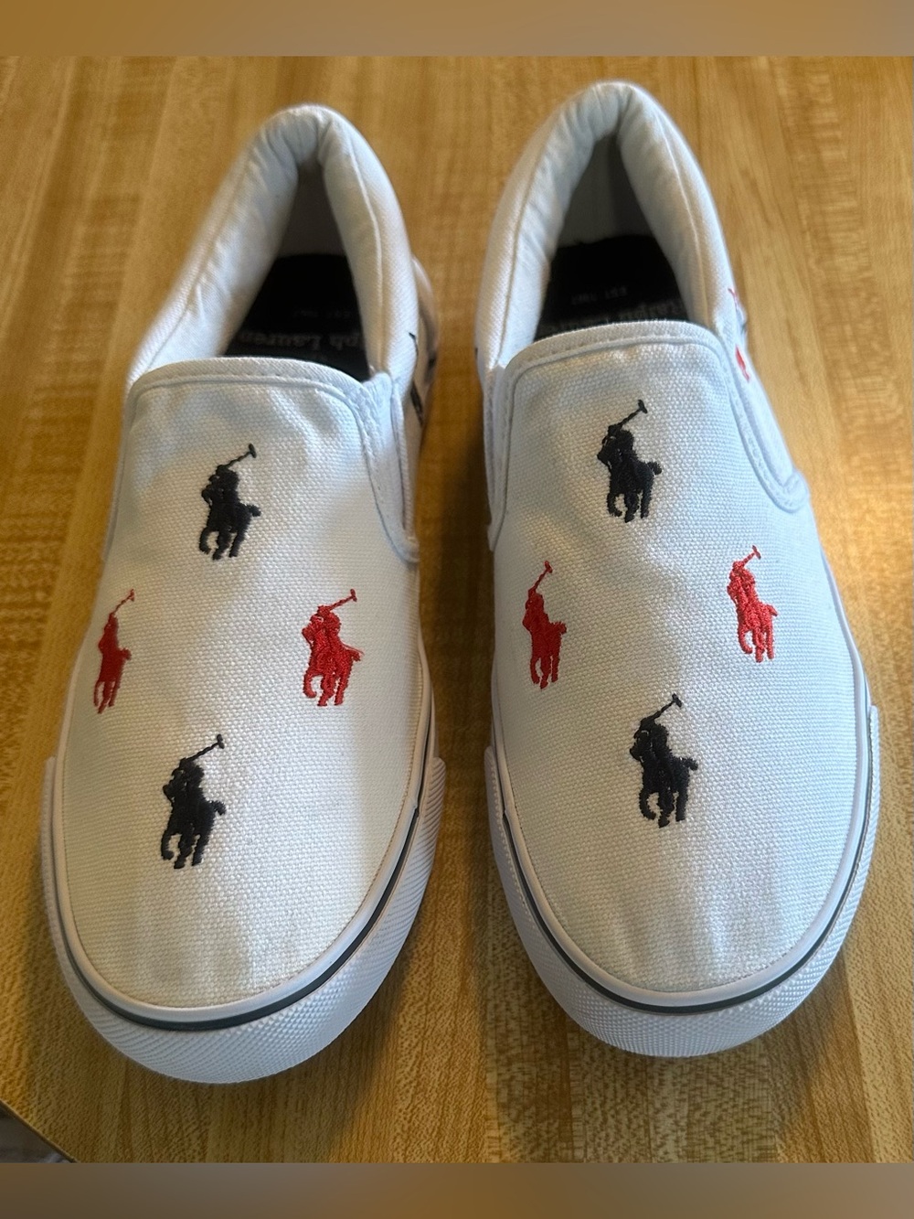Polo Ralph Lauren White Slip On Sneakers with Pony Logo